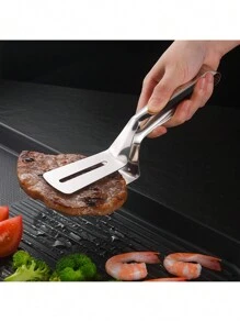 1 Pc Stainless Steel Multi-Functional Frying Clip For Steak, Fish, Meat, AndTNoodles -Ideal For Barbecues And Baking - Easy To Use And Durable - Silver - View 4
