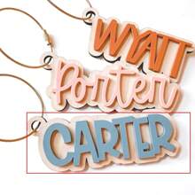 定制亚克力钥匙扣、背包姓名牌、定制包牌、儿童姓名牌、3D钥匙扣、秋冬季尿布包牌，多用途、大容量、百搭、多功能、色彩缤纷、可爱、萌系、简约、趣味、卡哇伊、千禧风、极简主义、通勤、商务休闲、基础款、定制、个性化、独特、专属定制、送给他的理想礼物、送给她的理想礼物、送给家人、朋友、女朋友、周年纪念日、生日、节日/度假、户外/郊游/旅行/徒步/体育场/运动/攀岩、商务/通勤/工作/办公室、定制包包配件、时尚秋季、尽显魅力 - 彩色 - 查看 21