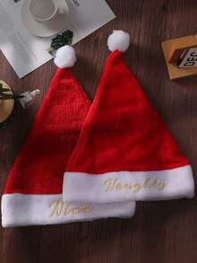 1 件 - 圣诞节新年节日派对用品短蓬松帽，圣诞老人节日帽成人红色中性风格双层厚度天鹅绒温暖舒适新年节日派对，加厚面料圣诞帽，带大绒球，适合圣诞节，男女通用天鹅绒舒适圣诞帽超厚经典圣诞帽 - 彩色 - 查看 5