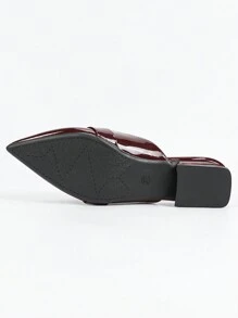 Women's Versatile Chunky Heel Slip-On Slippers, Square Toe, Soft Leather, Suitable For Summer Outdoor Wear