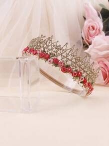 3 件装蝴蝶花朵装饰和蝴蝶结弹性发带，适合婴儿节日爱情情人节 - 紅色 - 查看 5