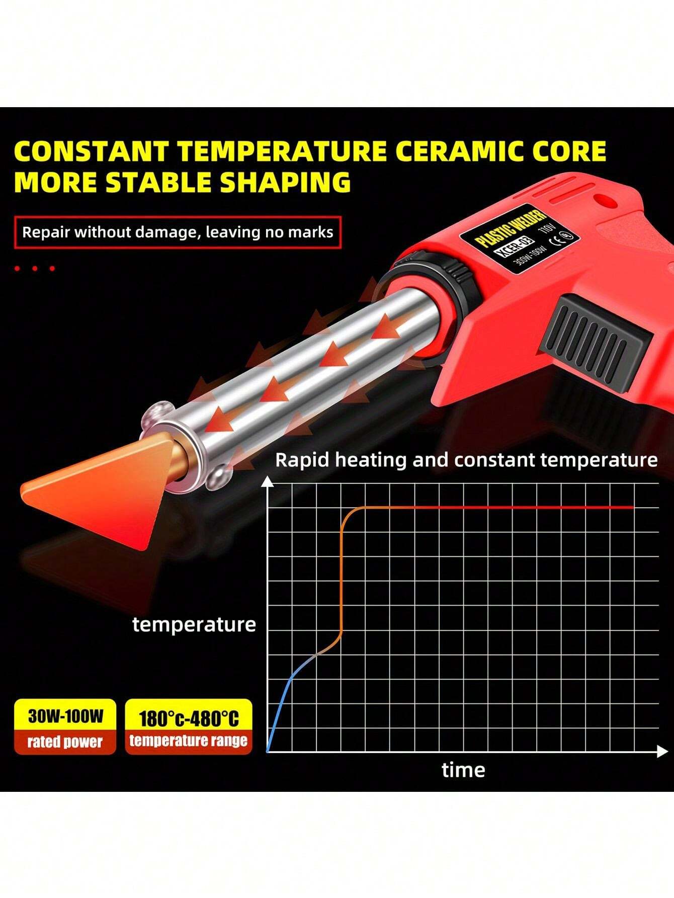 Besper Soldador de plástico de 100W 3 en 1, juego de herramientas de