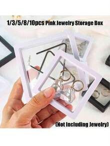 1/3/5/8/10pcs 3D Floating Display Case, Film Storage Box, Dustproof Organizer Display Case, Suspension Storage Display Stand For Jewelry Pendant Necklace Bracelet Ring Coin Pin, Etc - Multicolor - View 1