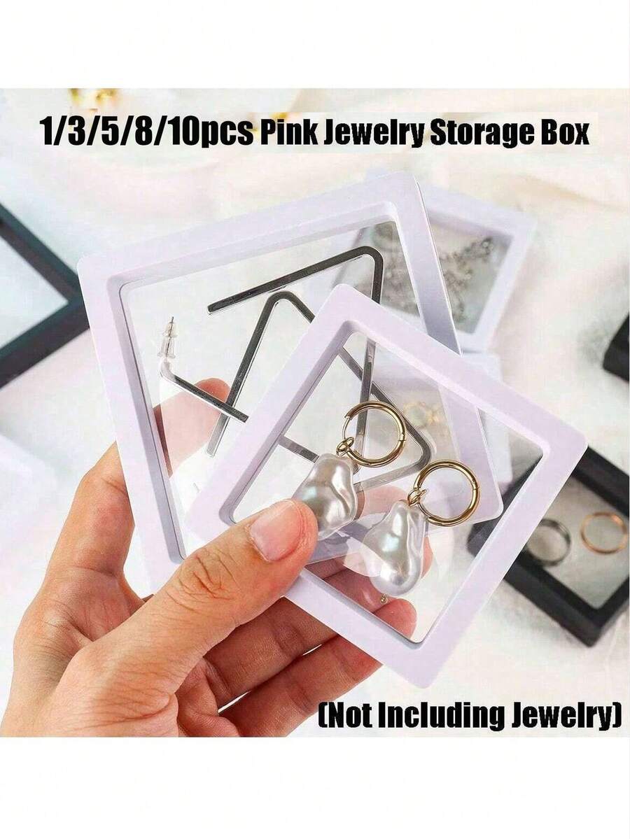 1/3/5/8/10pcs 3D Floating Display Case, Film Storage Box, Dustproof Organizer Display Case, Suspension Storage Display Stand For Jewelry Pendant Necklace Bracelet Ring Coin Pin, Etc - Multicolor - View 1