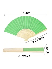 2 Pieces Solid Color Retro Handheld Folding Paper Fan, Simple Portable Bamboo Fan With Foldable Paper Cover. Keep Cool And Fashionable. Perfect For DIY, Perfect For Parties And Kindergarten Activities. - Multicolor - View 12