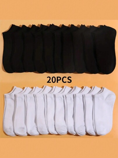 20 Paar Damen Mode Lässig Sport Socken, atmungsaktive feuchtigkeitsableitende Knöchelsocken für Outdoor/Training, unisex, für Fitnessstudio