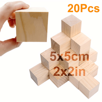 20 PIEZAS/10 PIEZAS/5 PIEZAS/1 PIEZA Cubos de madera premium de 2 pulgadas - Versátiles bloques de artesanía para proyectos DIY, artesanía de madera y creación creativa - Perfectos para las artes y los aficionados