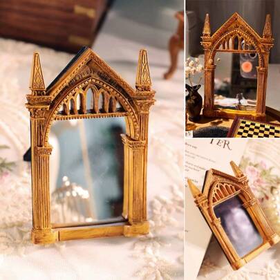 1개 새로운 에리세드의 거울 해리 마법 세계 시리즈 메이크업 거울 포터 레트로 데스크탑 수지 장식품 걸 생일 크리스마스 선물