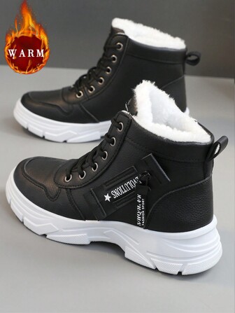 1 par högkvalitativt multifunktionellt mode för kvinnor Casual Vattentät Anti-halk fluffiga fodrade snöstövlar Tjock sula Utomhussport Casual skor för dagligt bruk