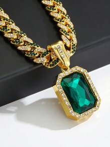 3pcs/Set Men's Necklace Set Including Alloy Inlaid Blue/Red/Green Gem Chain, Snake Chain Necklace, Choker Chain, Rapper Jewelry Gift With Card And Gift Box - Jewelry Set - View 29