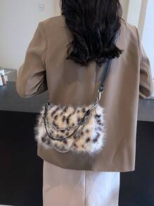 Ombre Plush Chain Crossbody/Underarm Bagfall Clothes For Women - Multicolor - View 5