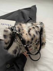 Ombre Plush Chain Crossbody/Underarm Bagfall Clothes For Women - Multicolor - View 2