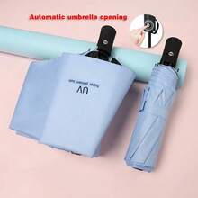 雨伞太阳伞折叠伞旅行必备两用防晒雨伞全自动雨伞防紫外线加大厚度男女皆宜防风小巧折叠伞防晒户外遮阳露营车可爱雨伞女孩女人男孩男人旅行必备折叠大中小安全防水轻便老师妈妈父亲圣诞礼物便携透明迷你口袋 - 藍色 - 查看 5
