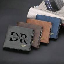 Gepersonaliseerde naamportemonnee, portemonnee met naam voor koppels, korte portemonnee voor heren met meerdere kaartvakken, portemonnee met rits, Valentijnsdagcadeau, cadeau voor vader, vriend en klasgenoten, leren portemonnee met twee vouwen, horizontale modeportemonnee, kaarthouder