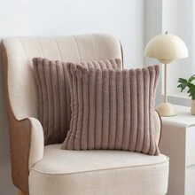 2 piezas de fundas decorativas acogedoras y suaves de terciopelo con rayas para almohada, funda de cojín para sofá y sillón