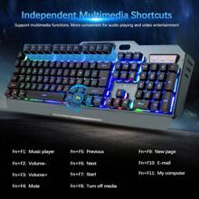 HOOPOND K670 Wireless Gaming Keyboard And Mouse, Rechargeable, Rainbow Backlit With 3800mAh Battery Metal Panel,Mechanical Feel Keyboard And 7 Color Mute Mouse For Windows Computer Gamers - Black - View 3