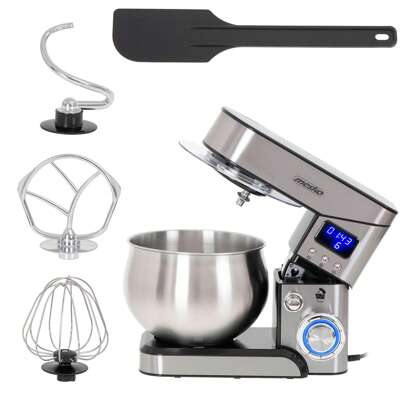  Impastatrice Professionale per Pasticceria ✅ Spedizione 24/48h ✅ Robot da Cucina Orbitale, 5L, 6 Velocità, Acciaio Inossidabile, Mesko, MS4228, Argento, 2000W