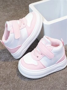 1 Đôi Giày Thể Thao Đế Mềm Thoải Mái Bằng Da PU Thiết Kế Móc Và Vòng Cổ Cao Cho Bé Trai/Bé Gái, Ấm Áp, Dễ Thương, Chống Trượt Ngoài Trời, Thích Hợp Cho Mùa Thu/Đông - Hồng - Xem 3