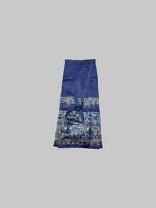 Spring Chinese Style Phoenix Print Ming Dynasty Elegant Blue Horse-Face Skirt, Suitable For Chinese New Year, Casual, Street, Commute, Home Wear, Can Be Worn As Hanfu Bottom Vacation - Blue - View 8