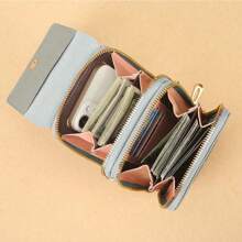 Touch Screen Phone Bag Mini Crossbody Bag With Flip Cover, Fashion Pu Wallet With Card Slots - Grey - View 6