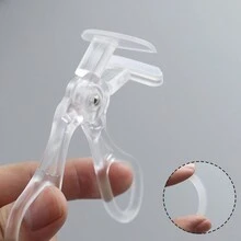 1 pieza Rizador de pestañas sin marco de plástico de ángulo ancho, portátil, con tira de goma dentada y dispositivo de rizado parcial en forma de girasol para dar forma duradera - transparente - Ver 3