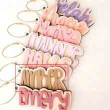 定制亚克力钥匙扣、背包姓名牌、定制包牌、儿童姓名牌、3D钥匙扣、秋冬季尿布包牌，多用途、大容量、百搭、多功能、色彩缤纷、可爱、萌系、简约、趣味、卡哇伊、千禧风、极简主义、通勤、商务休闲、基础款、定制、个性化、独特、专属定制、送给他的理想礼物、送给她的理想礼物、送给家人、朋友、女朋友、周年纪念日、生日、节日/度假、户外/郊游/旅行/徒步/体育场/运动/攀岩、商务/通勤/工作/办公室、定制包包配件、时尚秋季、尽显魅力 - 彩色 - 查看 8