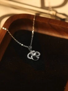 1 chiếc vòng cổ mặt dây chuyền cỏ bốn lá lấp lánh bằng bạc Sterling 925 mạ bạch kim, mặt dây chuyền may mắn đính kèm, vòng cổ thanh lịch tối giản, thích hợp làm quà tặng, trang phục hàng ngày, đi nghỉ cho phụ nữ - Bạc - Xem 8