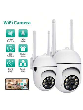 GENAI Home Smart Camera, 3MP WiFi Indoor Monitor With Night Vision, 360° Rotation, Motion Tracking, Ideal For Home Security, Baby And Pet Monitoring