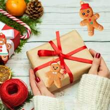 12 Stück niedlicher Lebkuchenmann Anhänger Set - für Weihnachts- und Erntedankdekoration, Festgeschenkverpackung, Weihnachten
