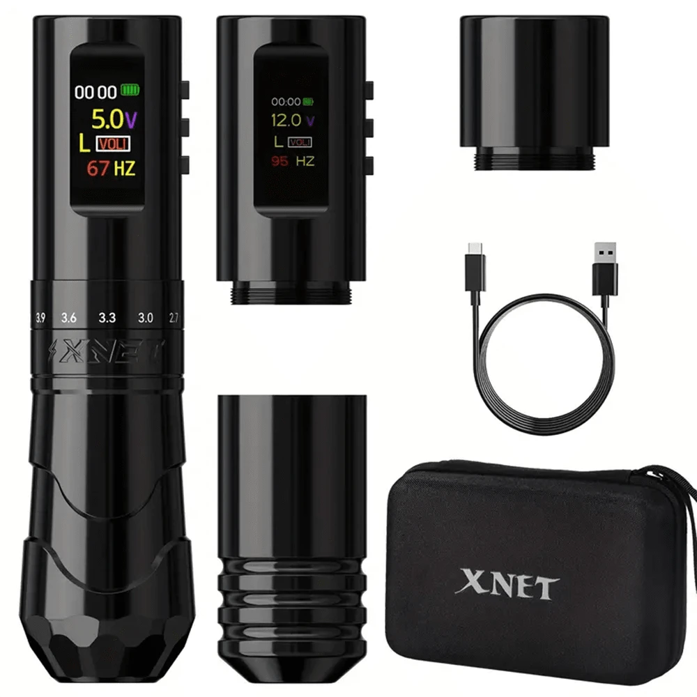 Máquina de tatuaje inalámbrica profesional XNET Void con 7 trazos ajustables de 2.4-4.2mm, con un Body adicional de agarre para artistas del tatuaje