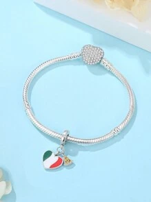 1pc Silver Plated Zirconia Stone Studded Love Pizza Leaning Tower Pendant, Ideal For DIY Bracelet, Necklace, Women's Holidays, Birthday Gift - Pendants - View 3