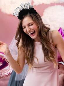 1 件 2025 新年快乐头带，适合女士女孩，闪亮 2025 星星发带，黑色羽毛银色闪光 2025 新年头带，金色 2025 圣诞快乐发带，优雅精致新年快乐派对头饰女士时尚发饰发箍 - 彩色 - 查看 2