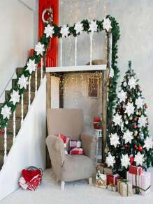 6pcs Artificial White Christmas Flowers, Poinsettia Flowers, Fake Christmas Tree Decor, Suitable For Christmas Party Decoration, Christmas Tree Decoration, Halloween, Halloween Decoration - White - View 4