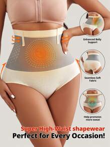 FLARIXA 1pc Women Seamless High Waist Shaping Panty Sports Shapewear Swear Boosting Workout Trainning Abdomen Control Waist Support Briefs Anti-Roll Waistband Slimming Underwear