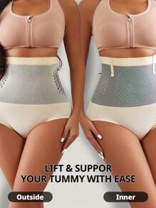 FLARIXA 1pc Women Seamless High Waist Shaping Panty Sports Shapewear Swear Boosting Workout Trainning Abdomen Control Waist Support Briefs Anti-Roll Waistband Slimming Underwear