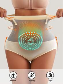 FLARIXA 1pc Women Seamless High Waist Shaping Panty Sports Shapewear Swear Boosting Workout Trainning Abdomen Control Waist Support Briefs Anti-Roll Waistband Slimming Underwear