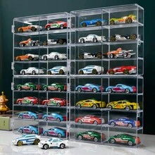 1 pieza Vitrina de acrílico cristal transparente a escala 1/64 con 8 compartimentos, caja de almacenamiento con estante protector para exhibir autos de juguete en miniatura y figuras, a prueba de polvo, ahorro de espacio, fácil montaje - Multicolor - Ver 2