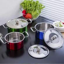 Bateria De Cocina Acero Inoxidable Con 3 Colores 6 Piezas - Azul - Ver 6