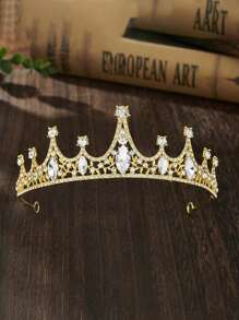 1 vương miện đính đá quý cổ điển - Vương miện cưới lộng lẫy cho cô dâu, vương miện công chúa thanh lịch, phụ kiện tóc cài đầu đính pha lê, vương miện nữ hoàng lấp lánh thích hợp cho bé gái hóa trang và quà tặng ngày lễ cho trẻ em - Nhiều màu - Xem 8