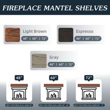 48" Rustic Wood Fireplace Mantel , Wall-Mounted & Floating Shelf For Home Decor - Brown - View 6