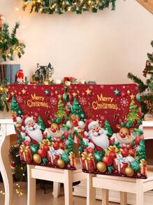 1/2 件圣诞节和新年椅套 - 双面印刷 - 可拆卸和可清洗的餐椅椅套，非常适合餐厅、酒店和活动的节日装饰 - 彩色 - 查看 9