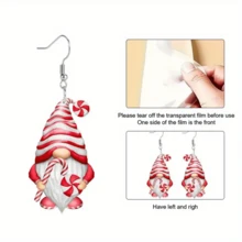 1 对女士时尚圣诞耳环，亚克力卡通红矮星圣诞耳环，经典卡通风格，适合节日派对和庆祝活动，圣诞节 - 彩色 - 查看 5