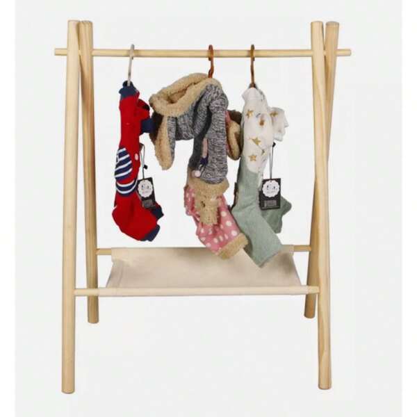 Clothes Rail Dog Clothes Rack Wooden Small Clothing Rail 81x75x34cm Garment Racks Clothes Dolls Storage Hanging Dress Up Rail Mini Coat Rack With Canvas ShelfHanging Organizers Back To School