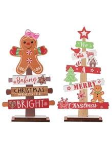 1 件圣诞装饰品圣诞姜饼人木制摆件圣诞树木制字母桌面圣诞节节日氛围场景布置派对狂欢家居装饰摆件最佳礼物 - 彩色 - 查看 12