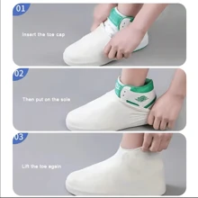 1 双可重复使用的防水硅胶鞋套，户外雨靴套鞋，黑色/白色/蓝色，耐用防滑耐磨鞋套，男女皆宜 - 彩色 - 查看 11