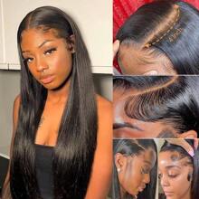 13x4 直发高清蕾丝前假发 人发密度 180% 13x4 高清蕾丝前假发 女士用 预拔婴儿头发 透明无胶巴西直发蕾丝前假发 自然发际线