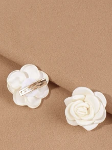 2 piezas Clips para el cabello con flor de camelias de satén, accesorio de peinado elegante para todas las ocasiones, Día de San Valentín, Verano, Pinzas para el cabello, Barretas para el cabello