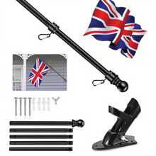 Wall Mounted Mount Telescopic Flag Pole Top Gold Ball Aluminum Flagpole UK - Variant1 - View 2