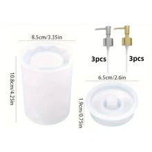 1 套带泵的瓶树脂模具，树脂铸造模具套件，1 套泵瓶树脂模具 + 6 个分配器泵硅胶模具环氧树脂模具，适用于厨房、浴室、笔筒菱形的瓶树脂模具 - 彩色 - 查看 8