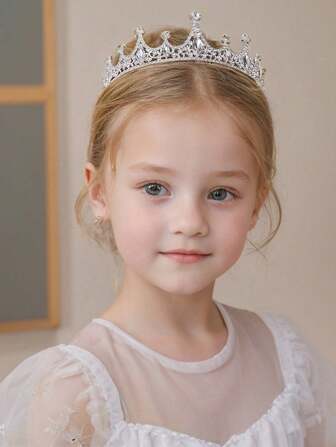 1 件复古水钻头饰 - 新娘豪华婚礼皇冠，优雅公主节日皇冠服装头饰带水晶，闪闪发光的女王皇冠适合女孩角色扮演和儿童节日礼物